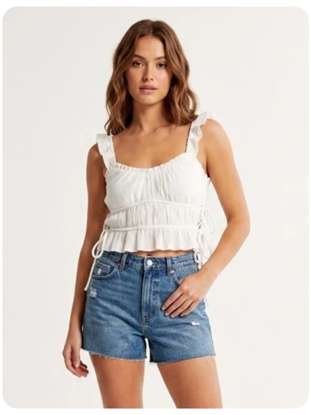 Kirious White Ruffle Crop Top sz L